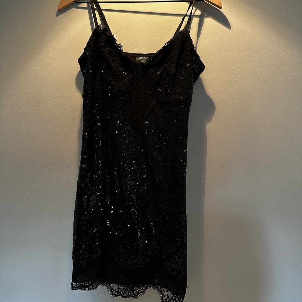 Wild Fable Black Sequin Lace Slip Dress